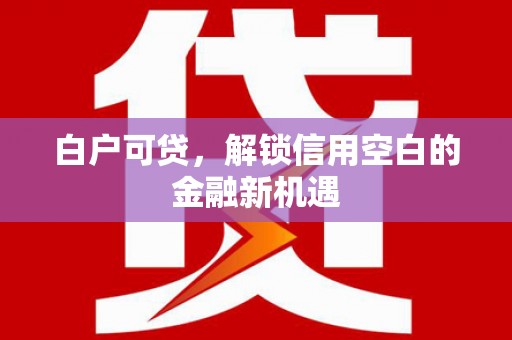 即墨白户可贷，解锁信用空白的金融新机遇