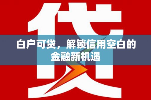 即墨白户可贷，解锁信用空白的金融新机遇